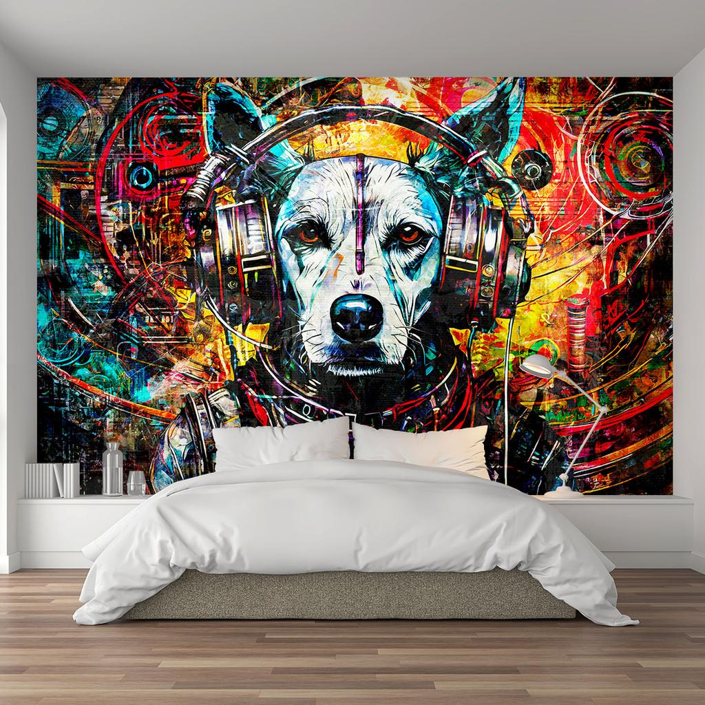 Wallpaper Dog in headphones