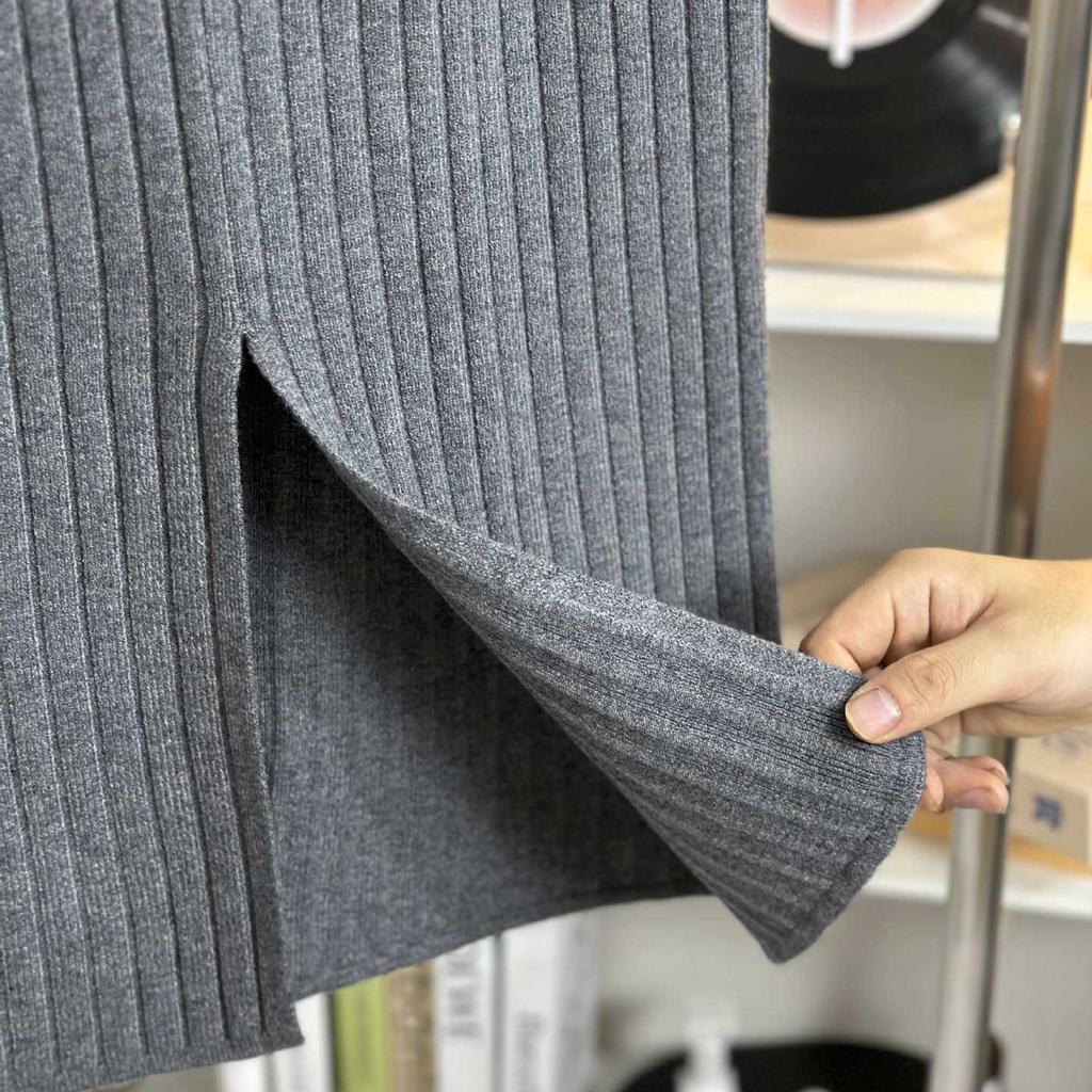 Women's High Waist Knitted Skirts Midi Sweater Skirt Ladies Split Back Skirts Spring Fall Women Clothing