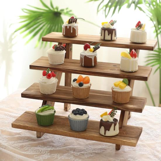 Деревянная подставка для кексов, многоярусная стойка для демонстрации десертов, складная конструкция, гладкие края, без заусенцев, простая в установке подставка для демонстрации кексов