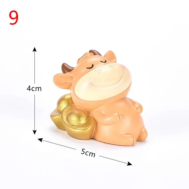 Home Decoration Accessories Micro Cattle Family Figurine Resin Ornaments Miniature Model Mini Animal Statue Bonsai Decoration