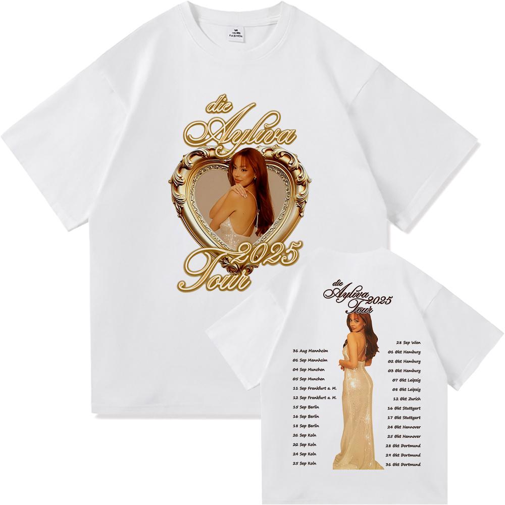 Футболка Ayliva Tour 2025 Летняя мода Мужская/Женская Харадзюку Графическая Ретро Футболка Высокое качество Повседневная Винтажная Хлопковая Футболка