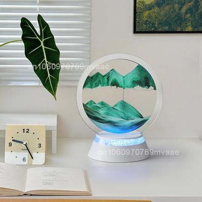 Sandscape Движущийся песок Арт Светодиодная настольная лампа с 7-цветной подсветкой из зыбучего песка 3D песочные часы Прикроватная лампа Офис Домашний декор Подарки