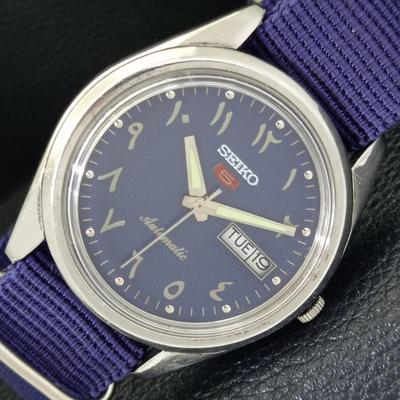 ВИНТАЖНЫЕ МУЖСКИЕ АВТОМАТИЧЕСКИЕ ЧАСЫ SEIKO 5 ЯПОНИЯ 6309A С АРАБСКИМ СИНИМ ЦИФЕРБЛАТОМ a701345-5