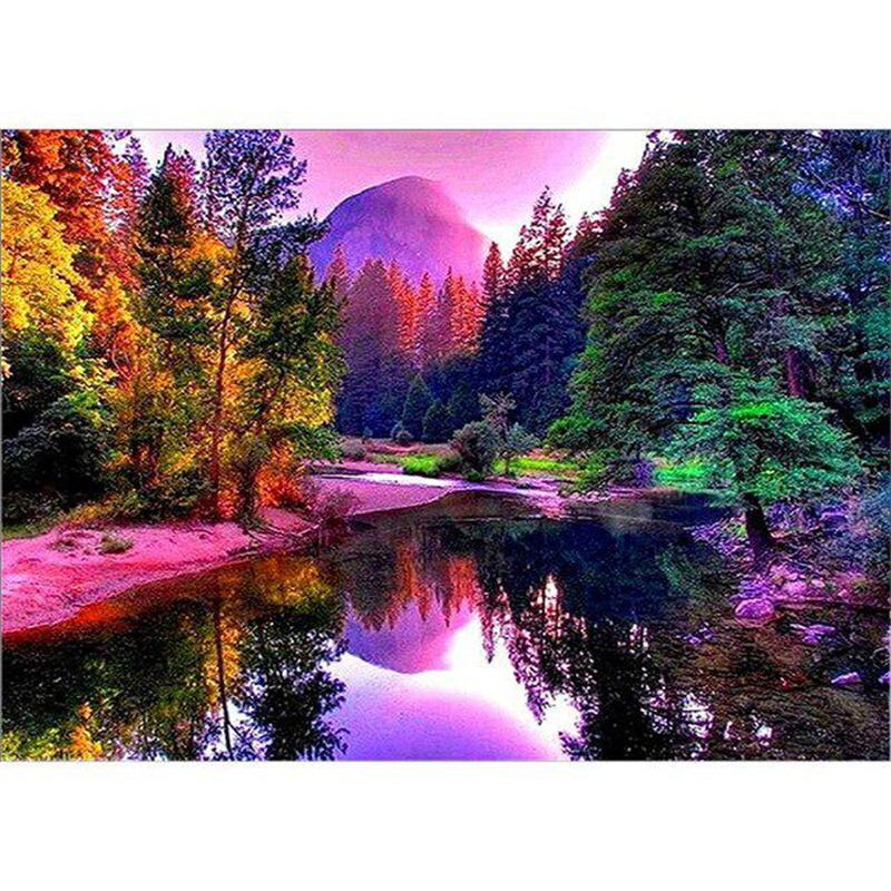 5D DIY Алмазная картина Горный пейзаж Алмазная вышивка Набор для вышивки крестом Горный хрусталь Мозаика Домашний декор