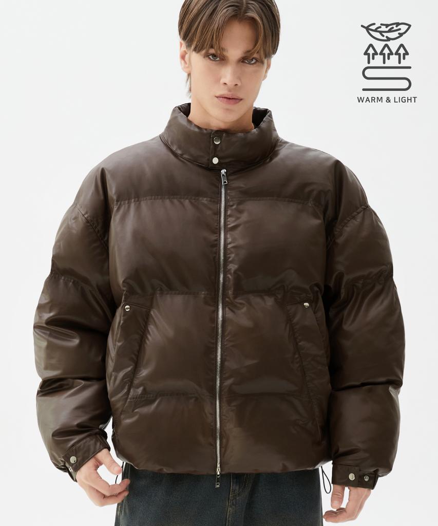 Короткая стеганая куртка Trillion Biker из веганской кожи (коричневый)