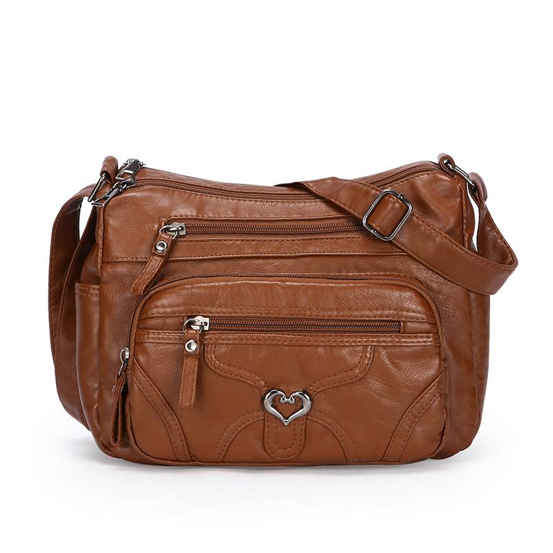 Women Shoulder Bag Large Capacity Multi-Layer Soft Leather Middle-Aged Mother Bag