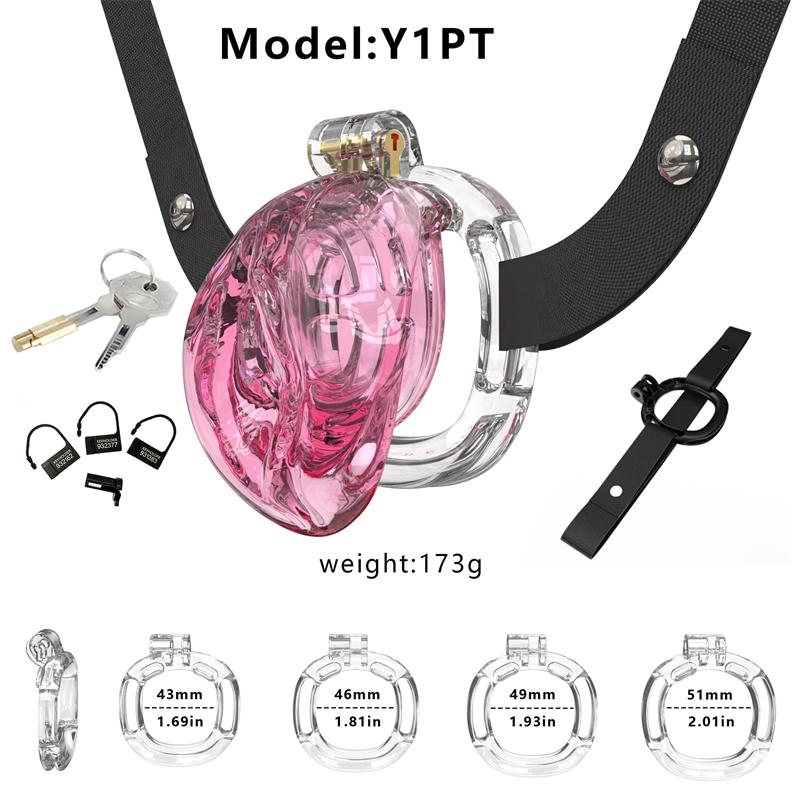 Soft Plastic Cock Cage Lightweight Pink Chastity Cage Male Chastity Devices Lock 4 Rings BDSM Toys for Sissy Men Adult Sex Toy