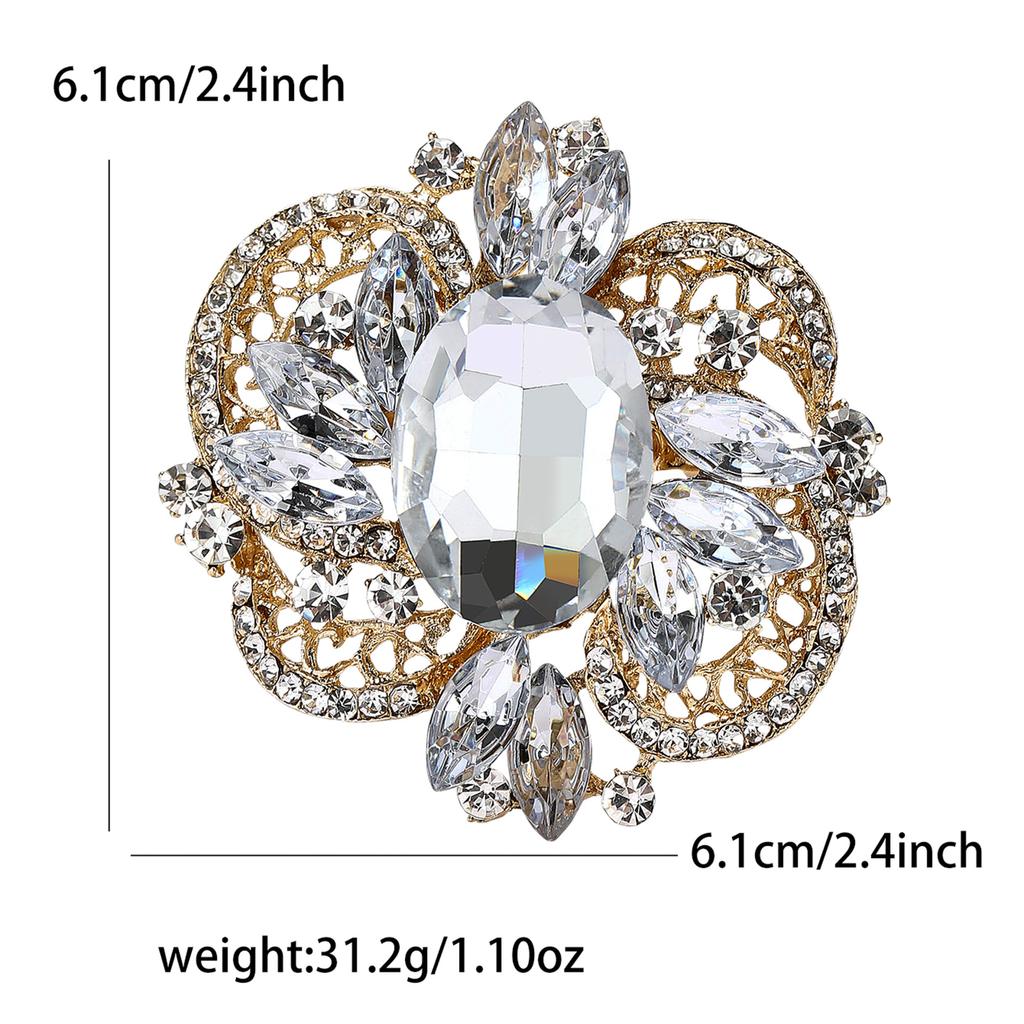 Fashion Personality Alloy Medium Glass Brooch Light Luxury Exaggerated Women'S Dress Coat Corsage Jewelry Pin