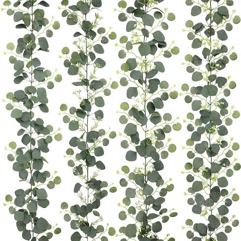 Искусственные листья эвкалипта, искусственные зеленые растения из ротанга, искусственные цветы, лианы для потолка, украшения для вечеринок на открытом воздухе