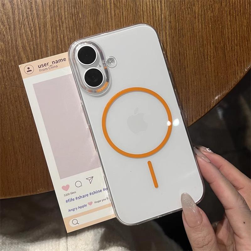 Thin Ring Magnetic Suction Suitable for IPhone16 Apple 14 Mobile Phone Case 15 ProMax New 12 Transparent 13 Protective Case Trend