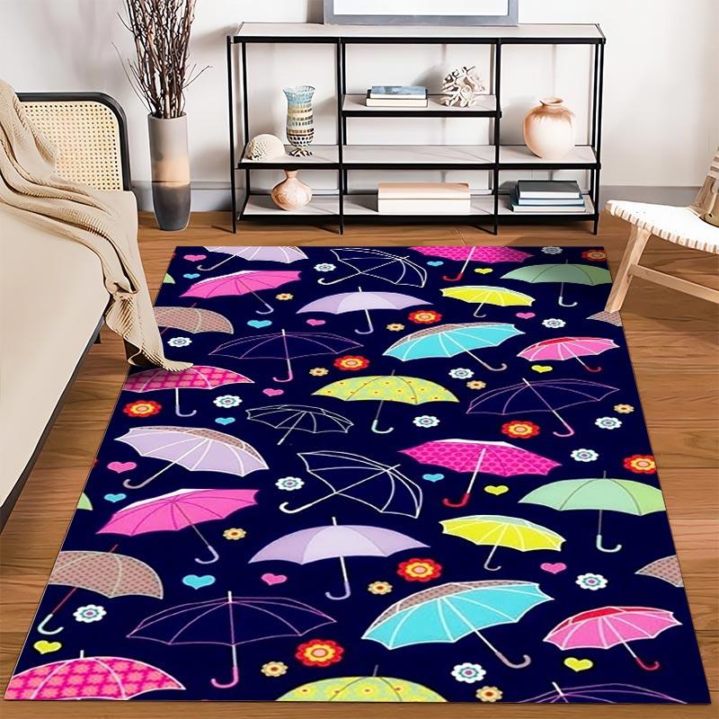 Colorful Umbrella and Floral Printed Carpet for Home Decor Suitable for use as an anti-slip for living room bedroom sofas