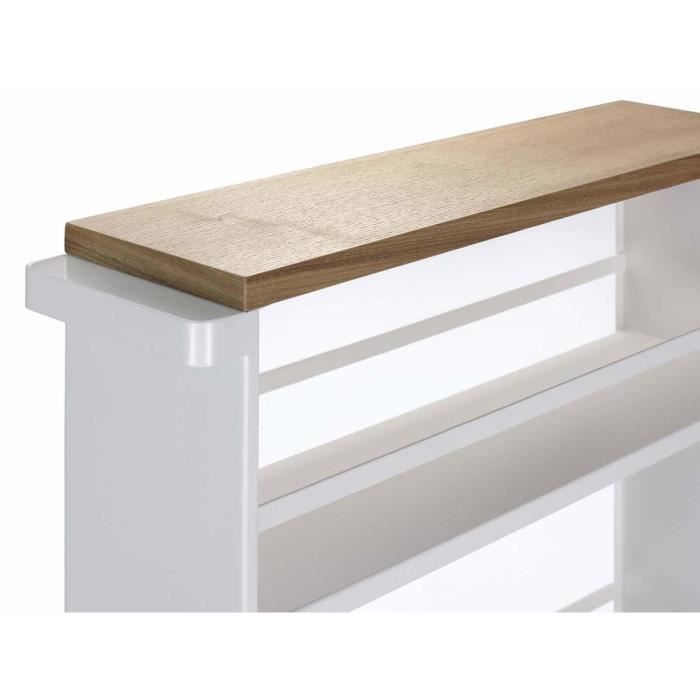 Chariot De Cuisine - YAMAZAKI - TOWER Blanc - 3 Niveaux - 4 Rôles - Étagère En Bois