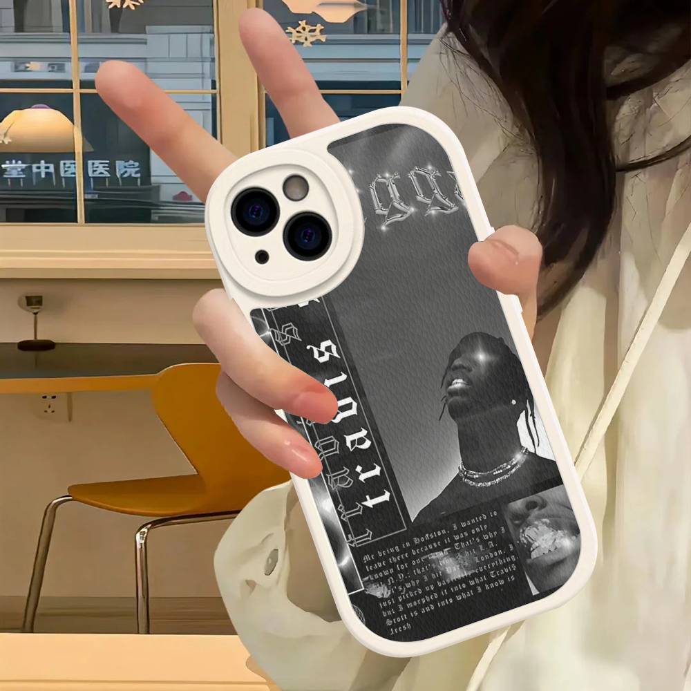 Чехол для телефона из кожи с изображением Трэвиса Скотта для iPhone 16 15 14 13 12 11 Pro Max Plus