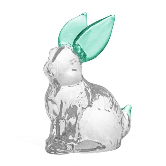 Стеклянная фигурка кролика, прозрачное украшение в виде кролика с окрашенными ушами, коллекционное центральное украшение в виде кролика для стола, весеннее пасхальное украшение