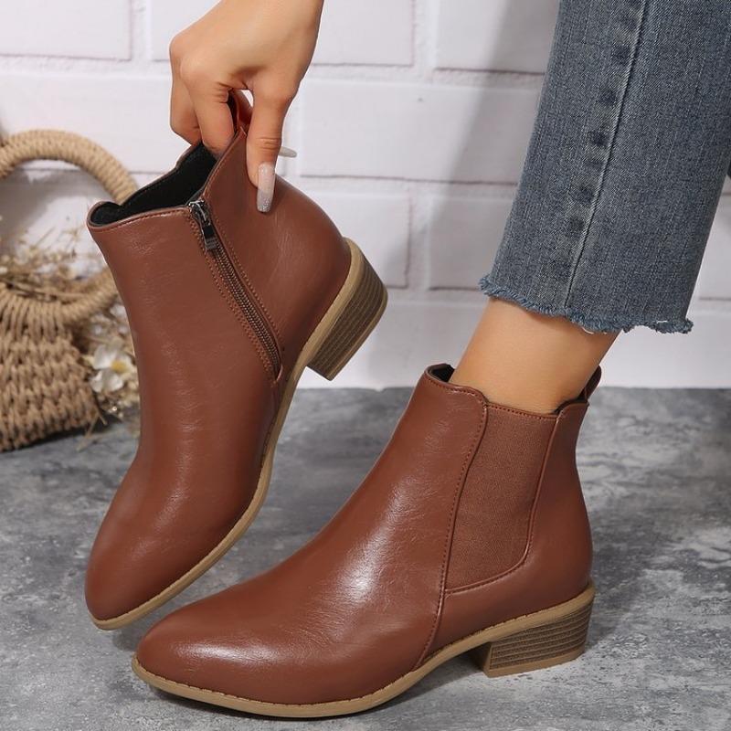 Large Size Chelsea Boots Women's Autumn and Winter New Side Zipper Casual Short Boots TEUM Platform Short Boots