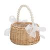 Wedding Flower Basket Pearl Hand-carried Ribbon Woven Storage Basket