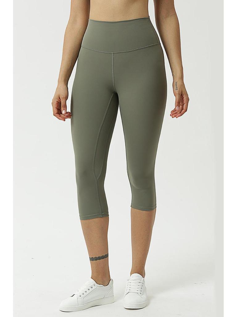 Женские двухсторонние отшлифованные штаны для йоги с высокой талией – телесного цвета, укороченные, облегающие, удобные для европейского и американского стилей