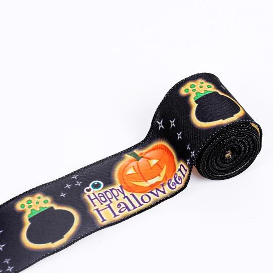Лента с проводным краем на Хэллоуин, лента летучая мышь, паук, тыква, оберточная лента на Хэллоуин для рукоделия, цветочный бант