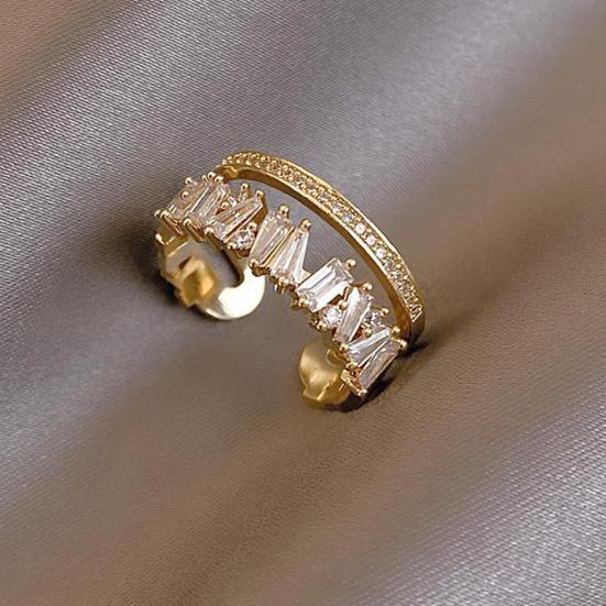 Двухслойное открывающееся медное кольцо для девочек, широкое полое кольцо на палец, ювелирный аксессуар