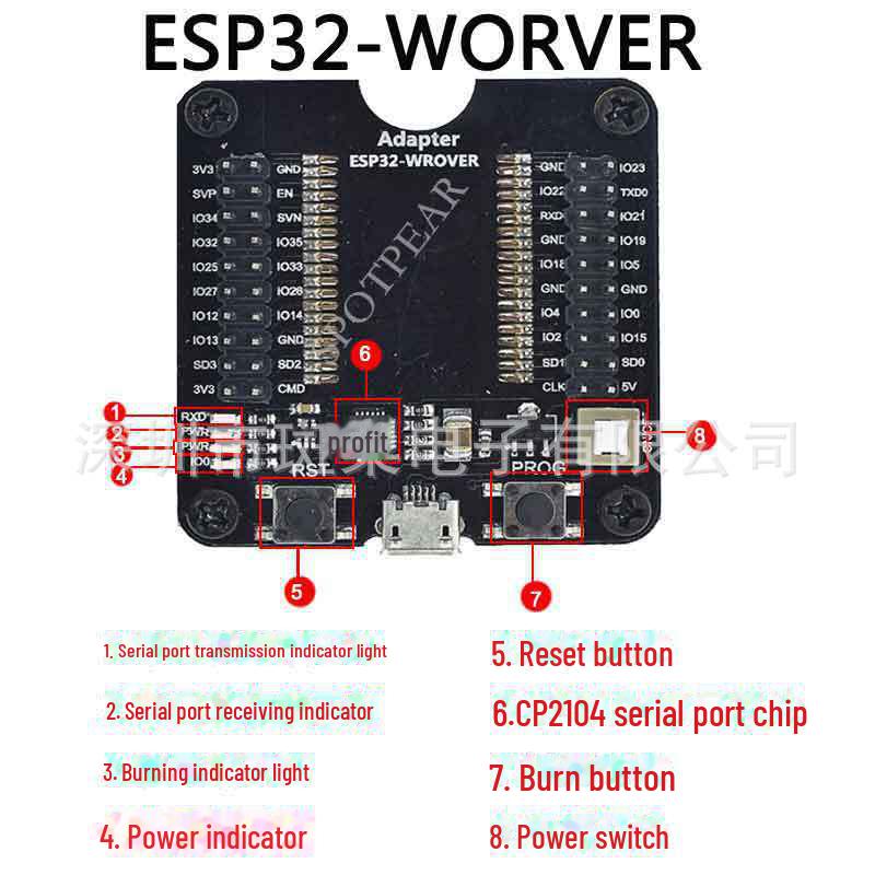 Тестовая плата ESP32/ESP8266 для ESP-WROOM-32 Загрузка в один клик