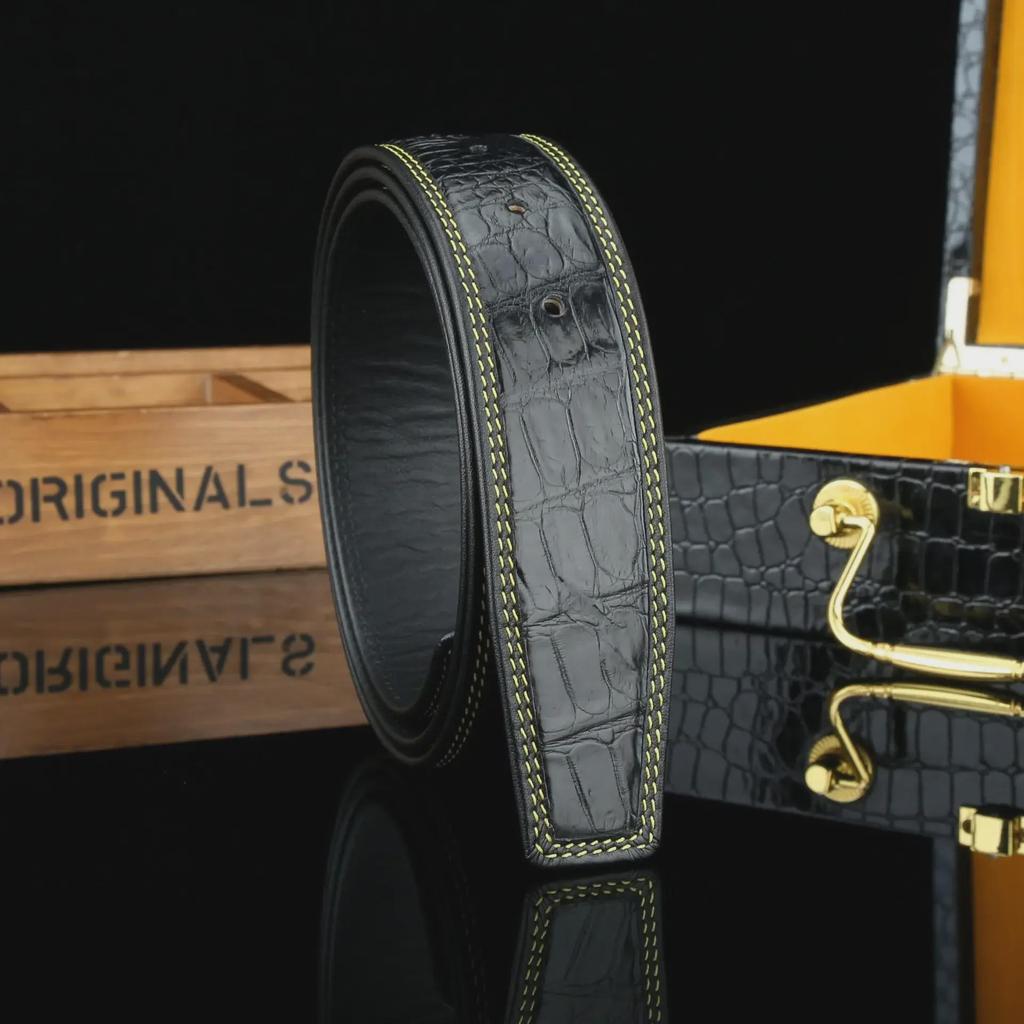 Ремень из натуральной крокодиловой кожи, устойчивый к растяжению, повседневный, универсальный, деловой стиль, ширина 3,8 см