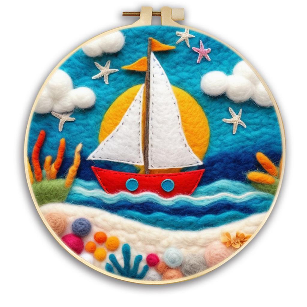 1 шт. Набор для вышивания с узором «Океан и горы», картина из фетра, подарок «Сделай сам»