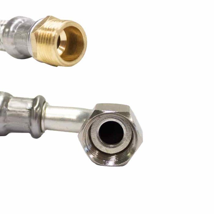 Flexible De Raccordement Eau Potable 1/2" Inox Coudé, Certifié DVGW, 800mm