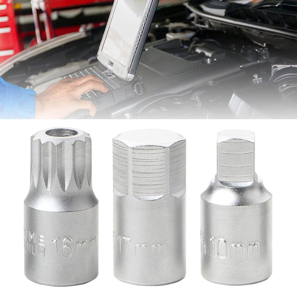 M16 H17 S10 Oil Sump Drain Plug Socket Wrench 3/8'' Drive Auto Repairing Transmission Gearboxes Screw Wrench