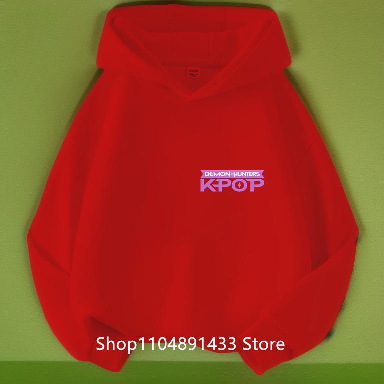Kpop Demon Hunters Kids Logo Merch Hoodies Girls Boys Athletic Sweatshirt Long Sleeve Casual Pullover Without Drawstring Hoodie