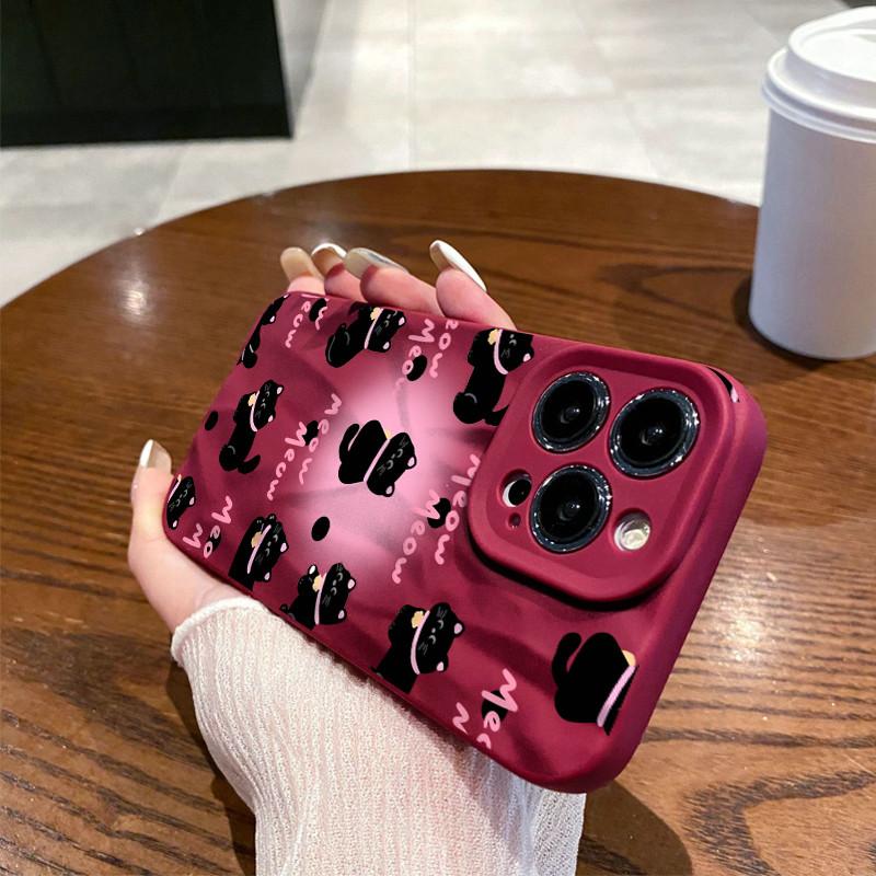 Поверхность морщин и неровностей чехол для мобильного телефона милый кот напечатан защитный матовый чехол TPU мягкий силиконовый чехол