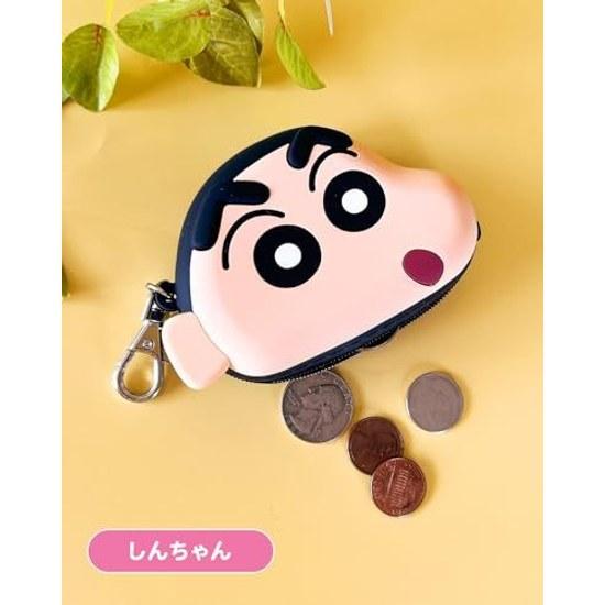 Character Silicone Mini Face Pouch Small Item Holder Coin Case Purse Keychain CS-0078A Shin-chan