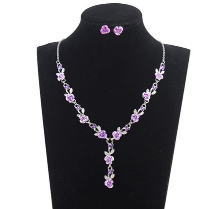 Винтажный набор колье и серег из сплава с розой и виноградной лозой, модная кисточка с расписанной розой, свадебные аксессуары, элегантные ювелирные аксессуары