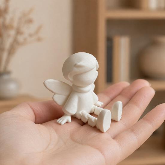 Фигурка ангела с подвижными ногами, 3D-печатная статуэтка ангела-хранителя, Сидящий ангел, Настольное украшение для домашнего офиса, полки