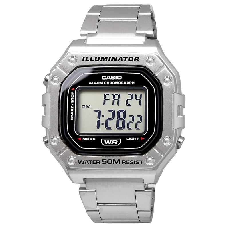 [Casio] CASIO Стандартные цифровые часы W-218HD-1AV Мужские Дешевые Casio Металлический ремешок Серебристый Зарубежная модель [Б/у]