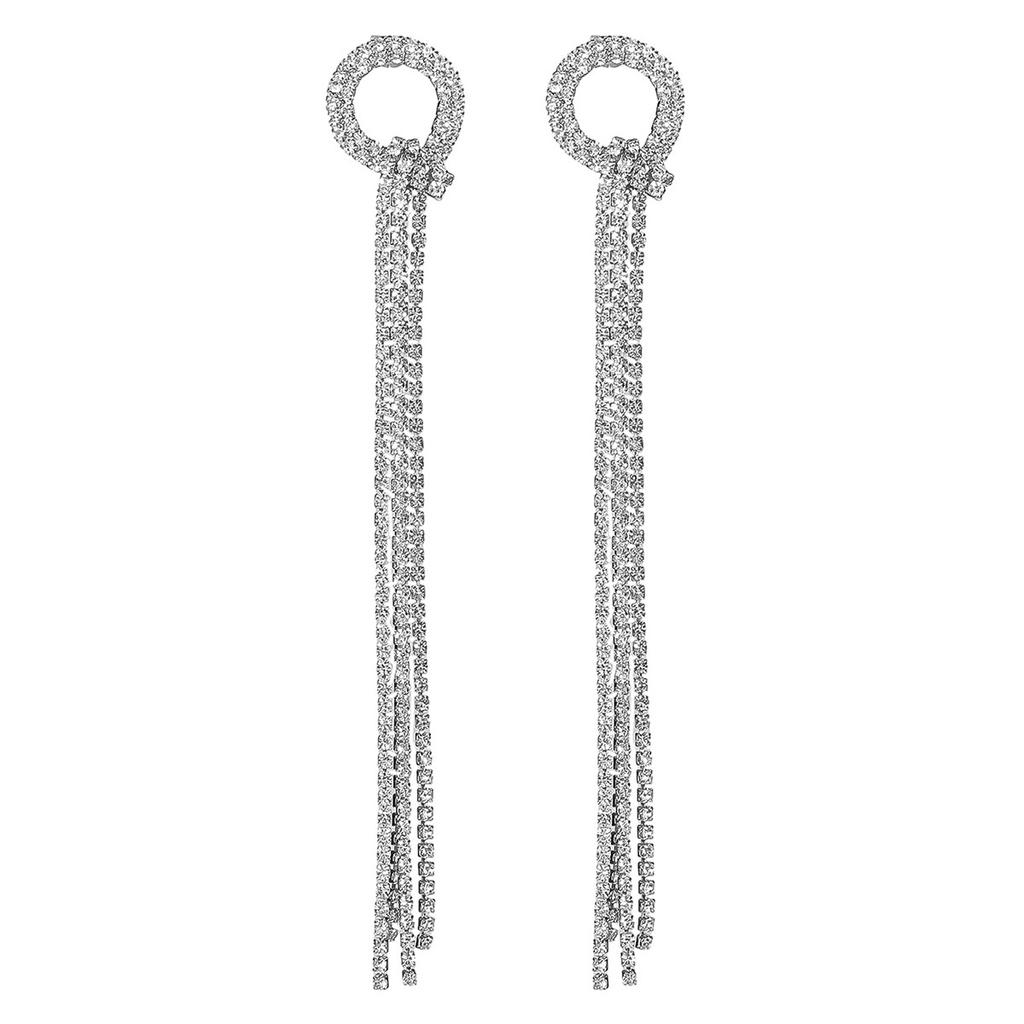 New Super Flash Claw Chain Long Tassel Earrings Senior Sense Of Temperament Diamond Earrings Female Earrings 1 Pair Of Earrings
