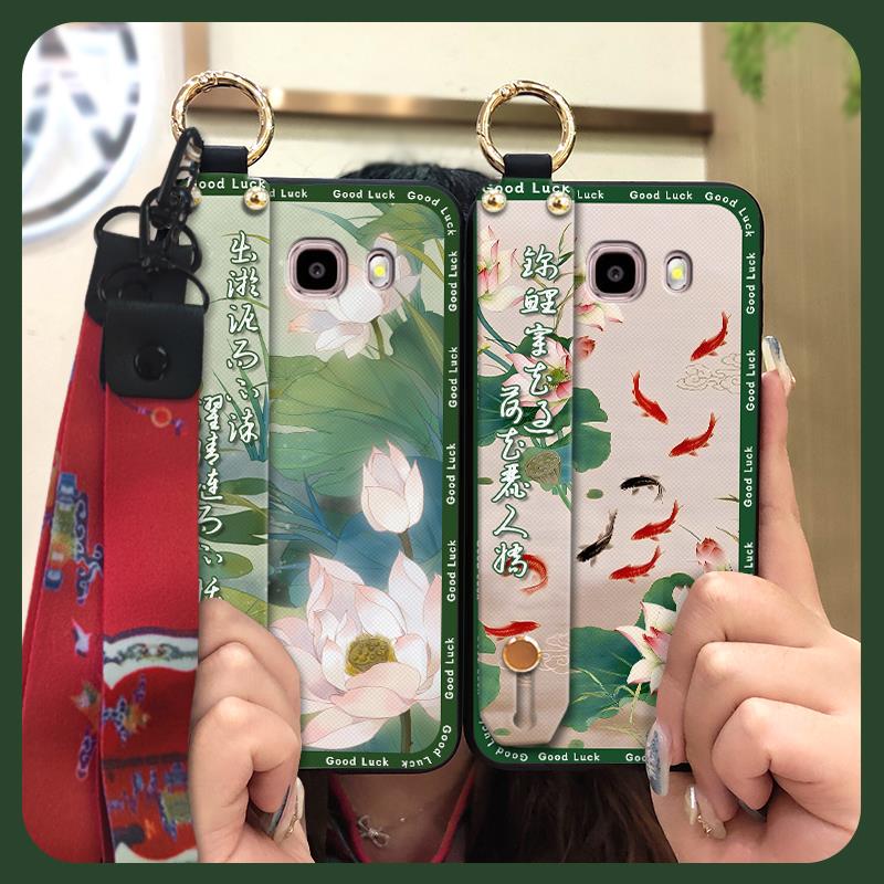 For Mom Kickstand Phone Case For Samsung Galaxy J510/J5 2016/J5108 Waterproof Dirt-resistant Wrist Strap Lanyard Fashion