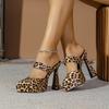 Леопардовый принт супер высокий каблук толстый каблук острый носок с сексуальной водонепроницаемой платформой толстая подошва удобная посадка по ноге туфли-шлепанцы на высоком каблуке женские