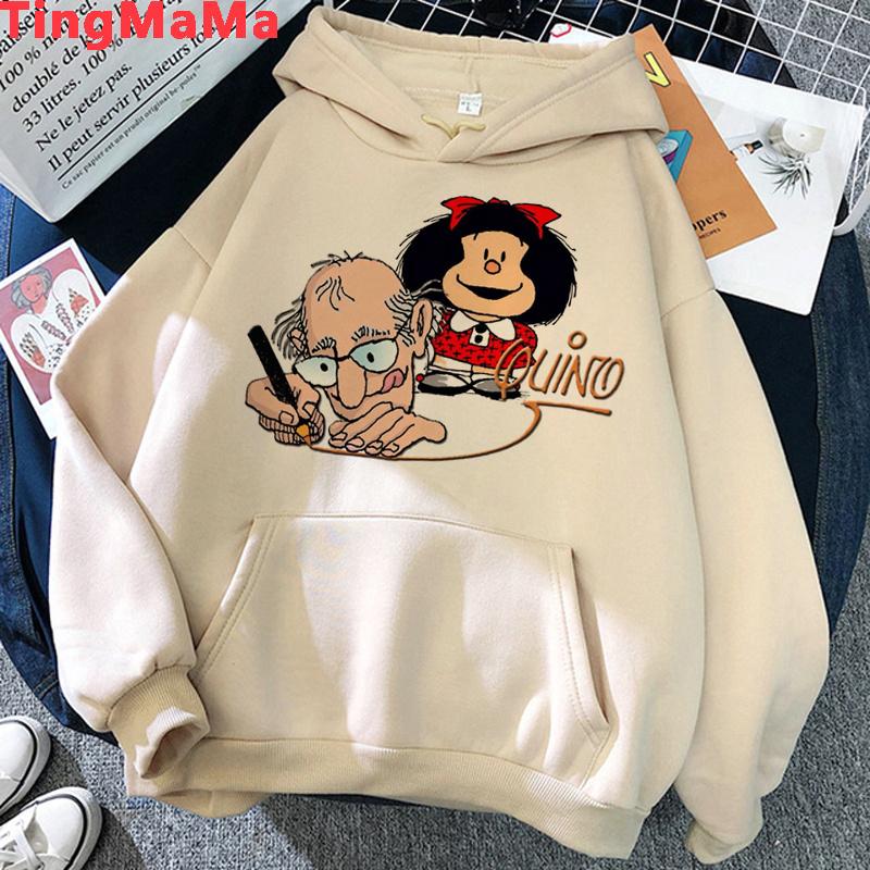 Mafalda Мужские и женские толстовки с капюшоном в японском стиле Харадзюку, осенне-зимний спортивный топ