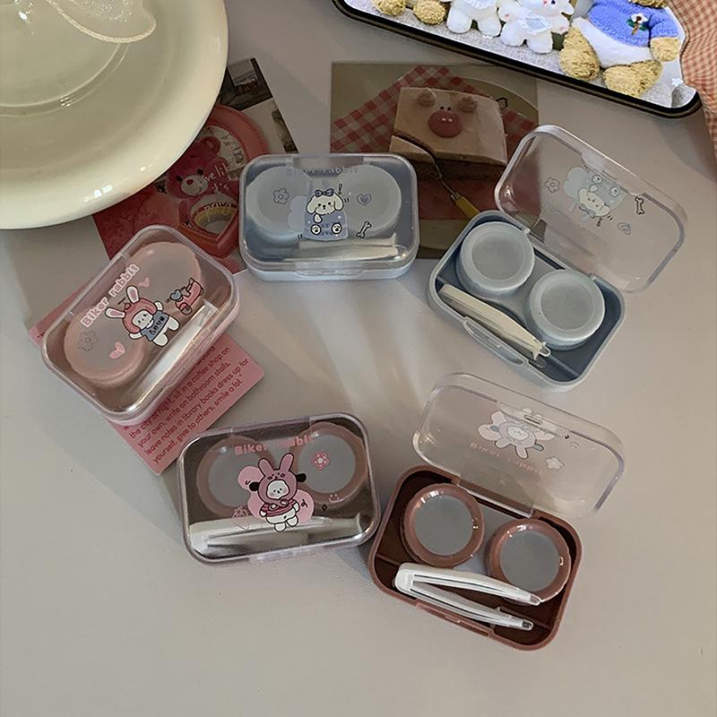 Милый мультяшный футляр для контактных линз, портативный мини-бокс для контактных линз для девочек, красивый контейнер для хранения зрачков, дорожный набор
