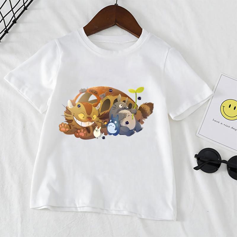 Детская забавная детская одежда с героями мультфильмов, футболка с милым летним принтом в стиле аниме для мальчиков и девочек, топ