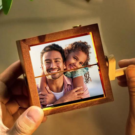 Персонализированная коробка-анимация Flipbook со встроенной подсветкой, ручной альбом для 8/16 фотографий, деревянная рамка, уникальный подарок для воспоминаний и дома