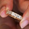 Кольца с белым цирконом изумрудной огранки для женщин и мужчин, роскошные, золотого цвета, полная дорожка, подарки, изысканные ювелирные изделия