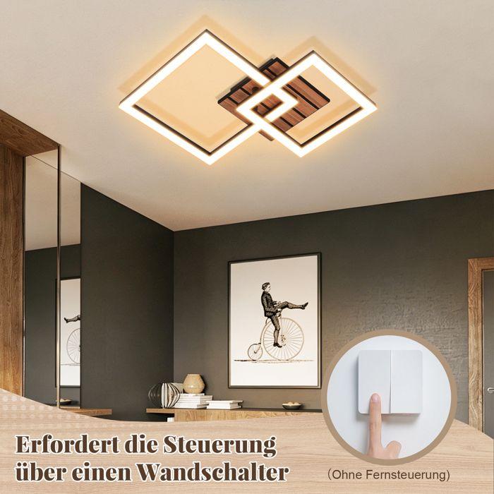 Plafonnier - NETTLIFE - 14 W 3000 K - Noir & bois - LED intégrée - Design moderne