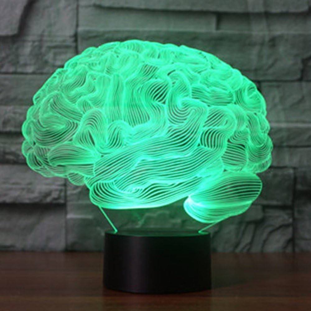 Creative 3D Brain Night Light 16 Colors Changing USB Power Remote Control Touch Switch Decor Lamp Optical Illusion Lamp LED Table Desk Lamp