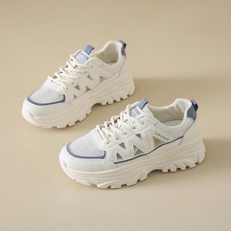 CRLAYDK Летние массивные кроссовки для женщин на платформе с вырезами Fahion White Dad Shoes Mesh Casual Walking Boots Sport Trainers