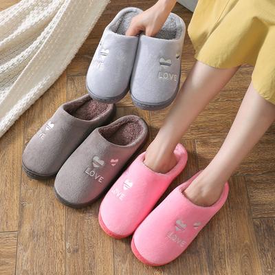Женские зимние парные хлопковые тапочки для домашнего тепла, мужские шерстяные тапочки