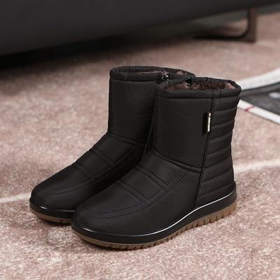Пожилые зимние хлопковые сапоги, сноубутсы женские 2025 новые, средней высоты, нескользящие, с набивным утолщением, теплые и водонепроницаемые, хлопковые туфли для мамы