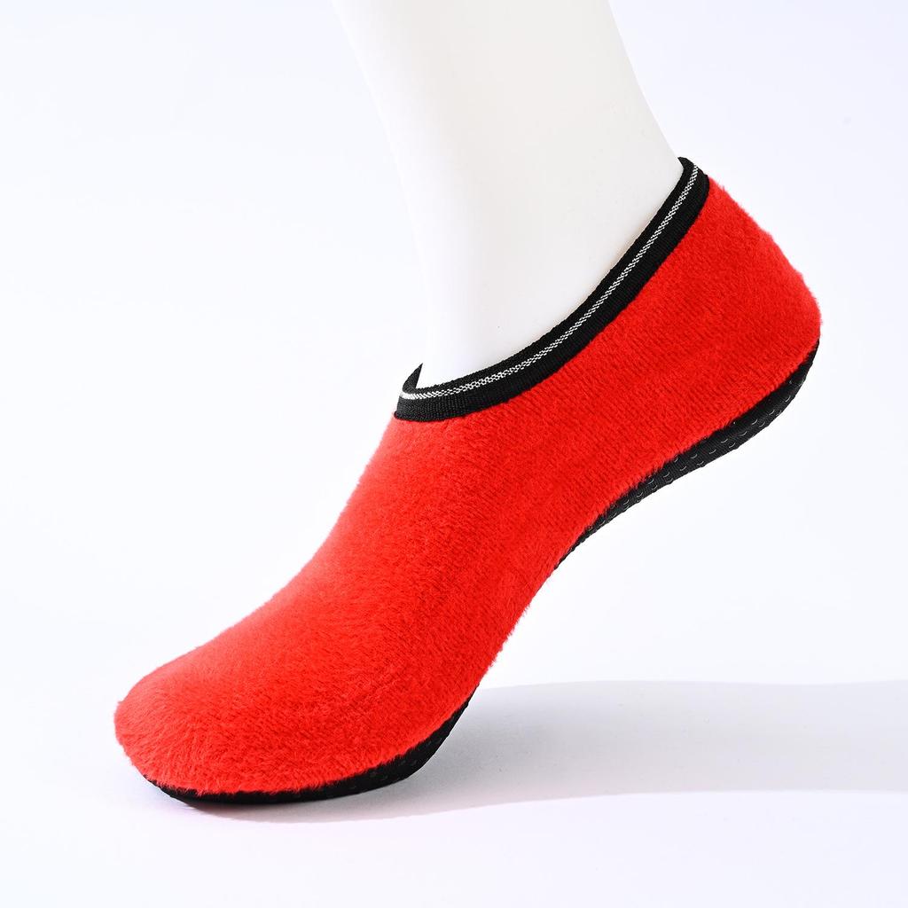 Женские однотонные нескользящие бархатные толстые носки для пола на осень и зиму