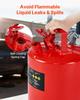 VEVOR Safety Gas Can, 19 L Type II Red Safety Can for Gasoline with Stainless Steel Flame Arrester, Self-Closing Lid, and Flexible Metal Spout