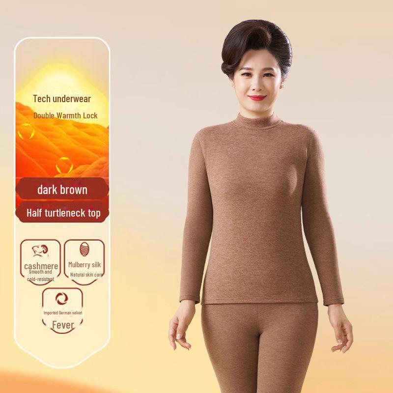 Осенний костюм из немецкого кашемира: Женский термохлопковый свитер и низ для пожилых людей